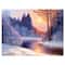 Designart Christmas Forest with River Landscapes Canvas Art